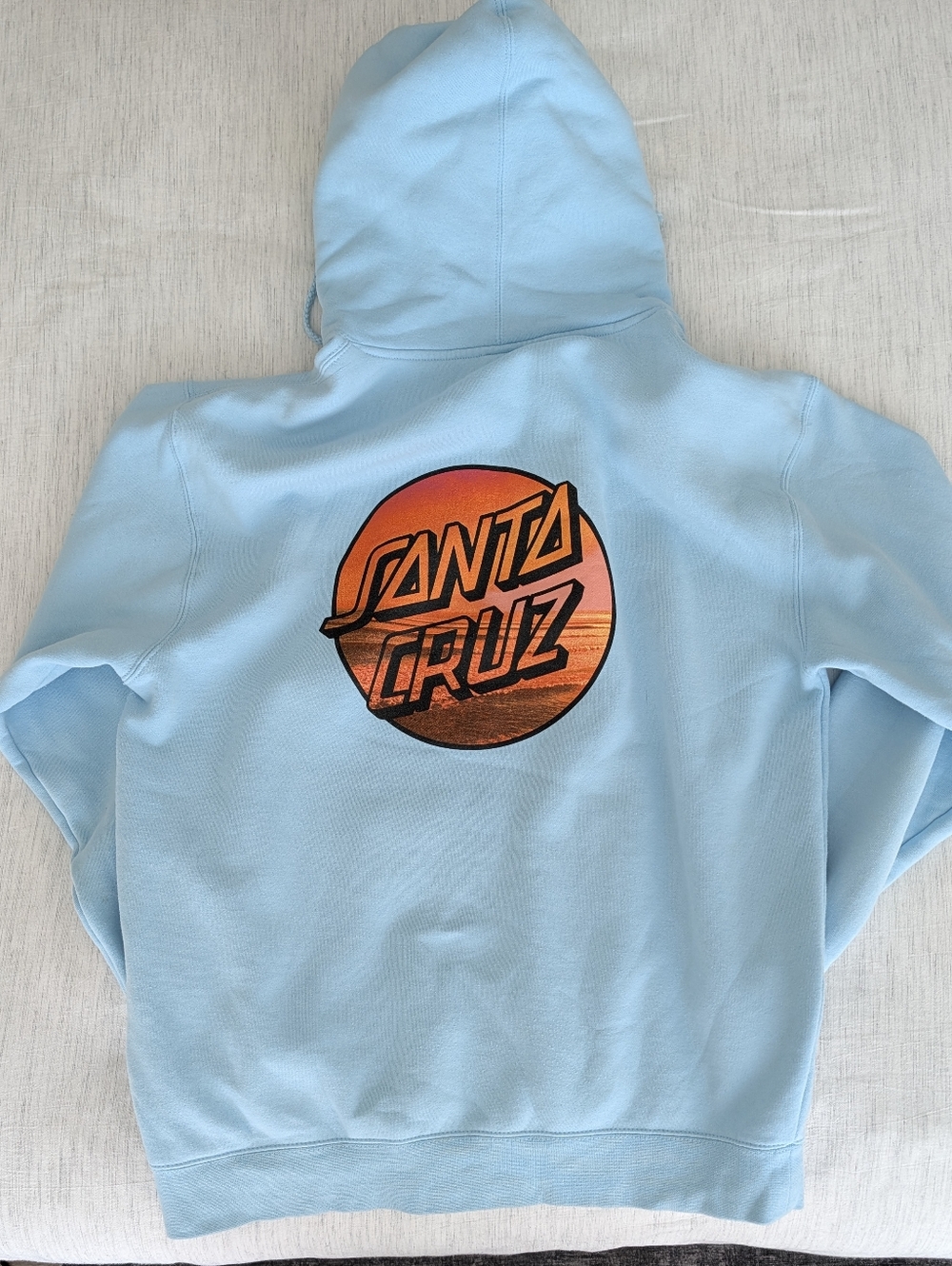 Santa Cruz Skate Light Blue Hoodie with Sunset Logo